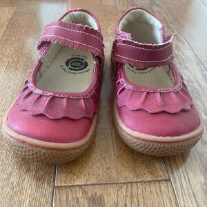 Red Mary Jane Shoes with Ruffle Detail